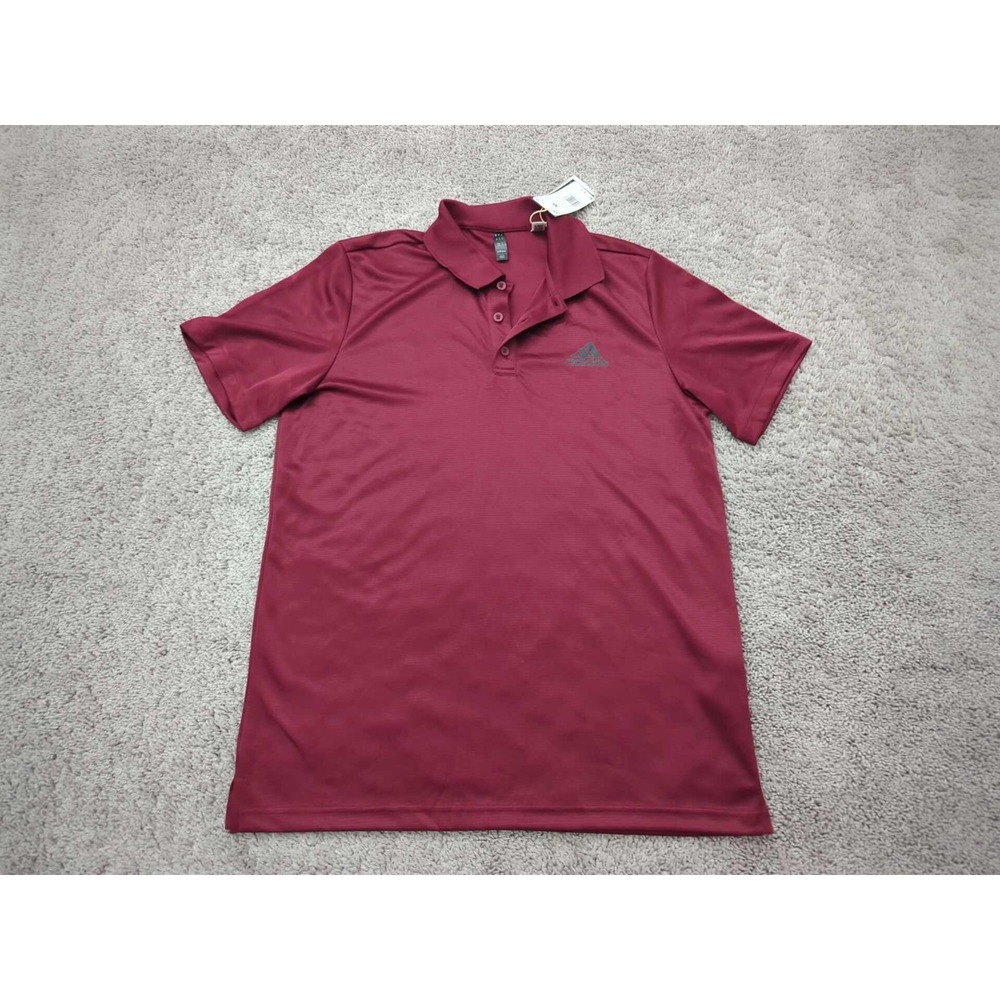 Adidas Polo Shirt Mens Medium Red‎ Short Sleeve Logo D2M Golf Athletic NEW